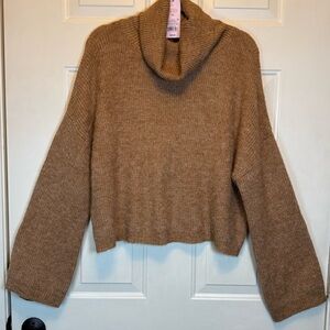 wild fable Cozy Brown Cowl Neck Cropped Sweater NWT Sz XXL Bell Sleeves